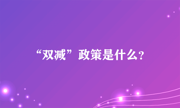 “双减”政策是什么？