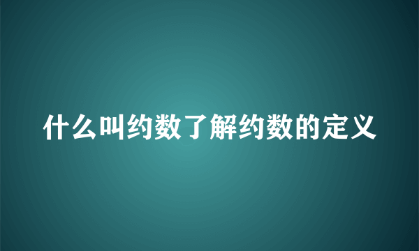 什么叫约数了解约数的定义