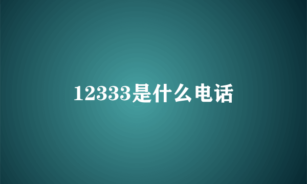 12333是什么电话