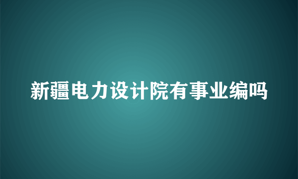 新疆电力设计院有事业编吗