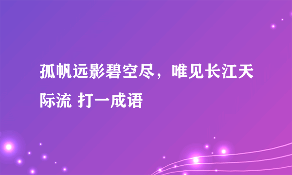 孤帆远影碧空尽，唯见长江天际流 打一成语