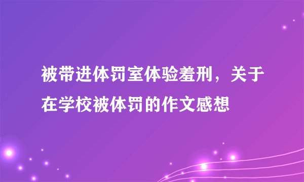 被带进体罚室体验羞刑，关于在学校被体罚的作文感想