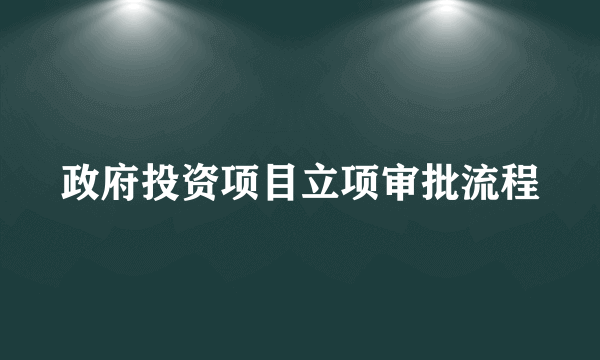 政府投资项目立项审批流程