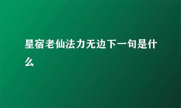 星宿老仙法力无边下一句是什么