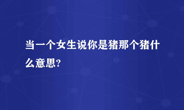 当一个女生说你是猪那个猪什么意思?