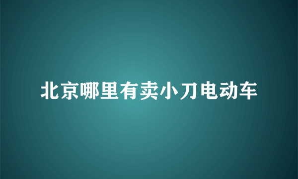 北京哪里有卖小刀电动车