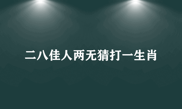 二八佳人两无猜打一生肖