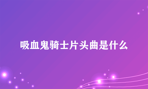 吸血鬼骑士片头曲是什么