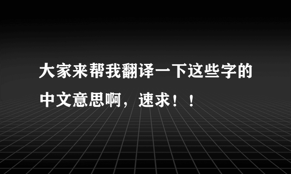 大家来帮我翻译一下这些字的中文意思啊，速求！！