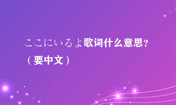 ここにいるよ歌词什么意思？（要中文）