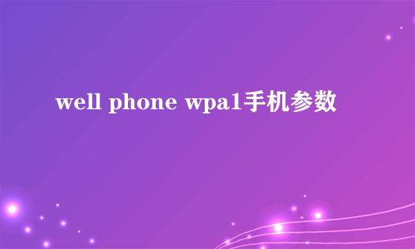 well phone wpa1手机参数