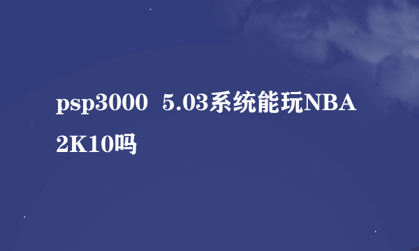 psp3000  5.03系统能玩NBA2K10吗