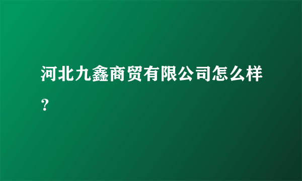 河北九鑫商贸有限公司怎么样？