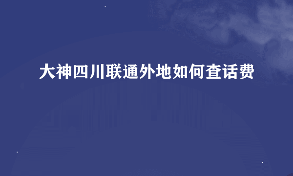 大神四川联通外地如何查话费