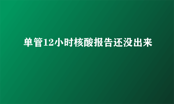 单管12小时核酸报告还没出来