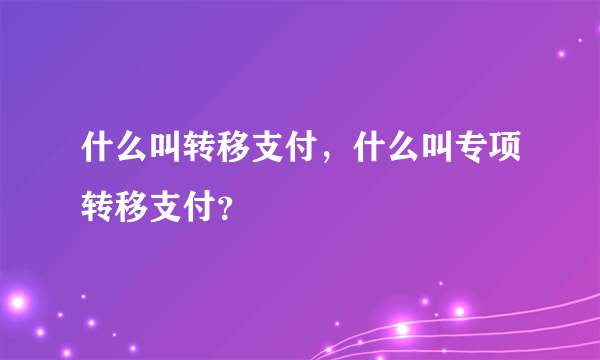 什么叫转移支付，什么叫专项转移支付？