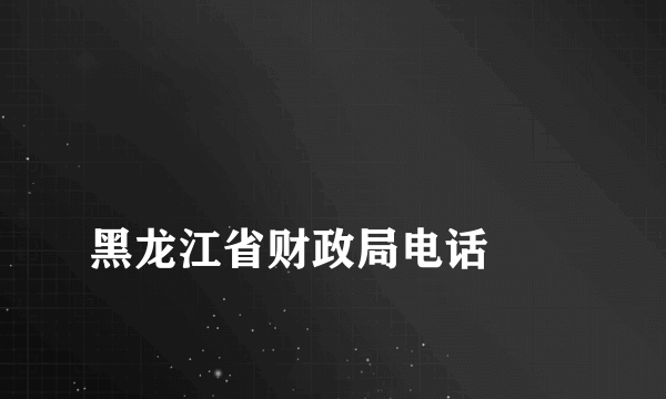 
黑龙江省财政局电话
