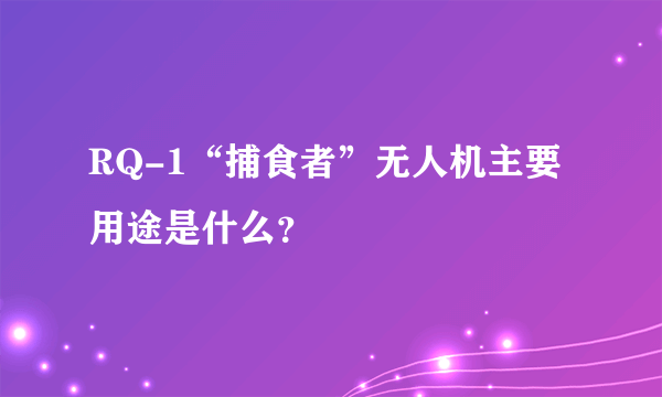 RQ-1“捕食者”无人机主要用途是什么？