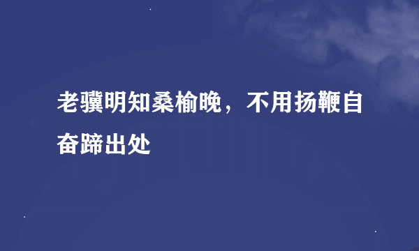 老骥明知桑榆晚，不用扬鞭自奋蹄出处