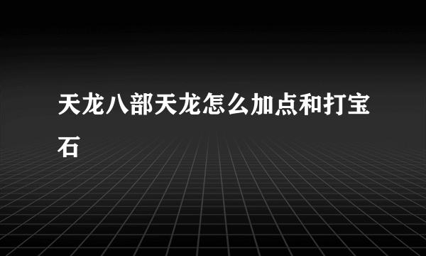 天龙八部天龙怎么加点和打宝石