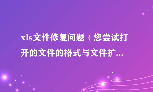 xls文件修复问题（您尝试打开的文件的格式与文件扩展名指定的格式不一致......）