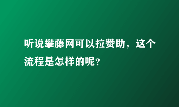 听说攀藤网可以拉赞助，这个流程是怎样的呢？