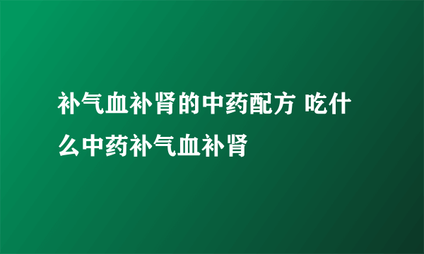 补气血补肾的中药配方 吃什么中药补气血补肾