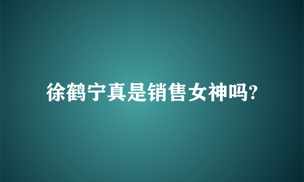 徐鹤宁真是销售女神吗?