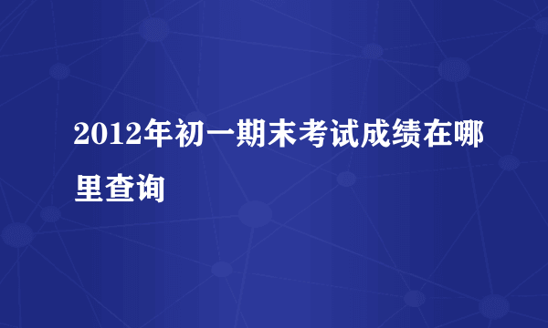 2012年初一期末考试成绩在哪里查询