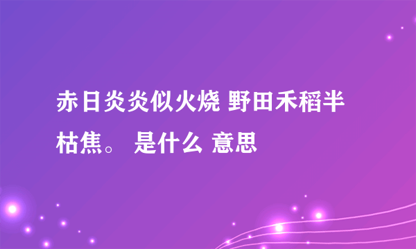 赤日炎炎似火烧 野田禾稻半枯焦。 是什么 意思