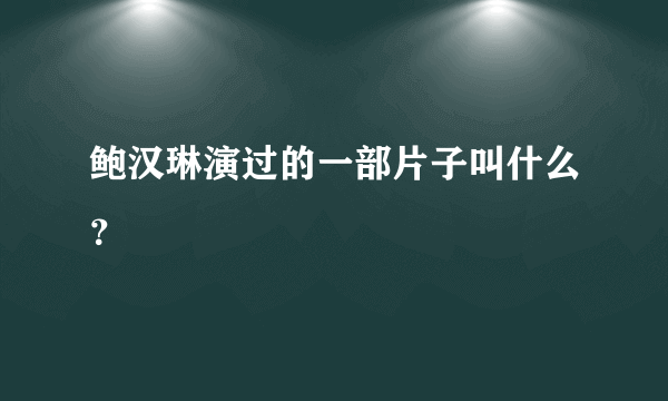 鲍汉琳演过的一部片子叫什么？