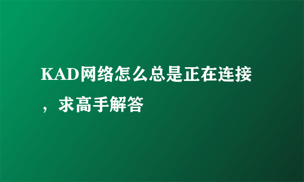 KAD网络怎么总是正在连接，求高手解答