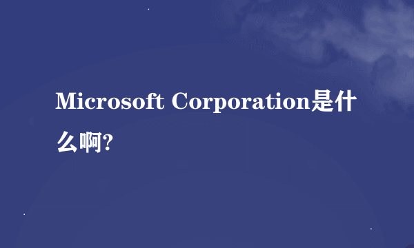 Microsoft Corporation是什么啊?