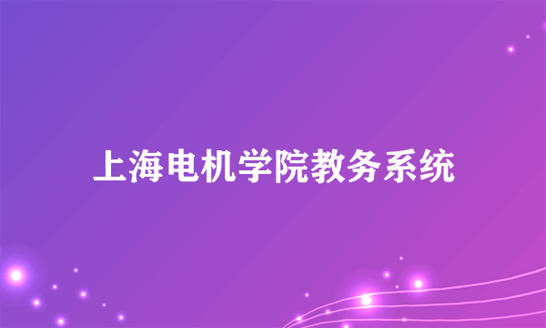 上海电机学院教务系统