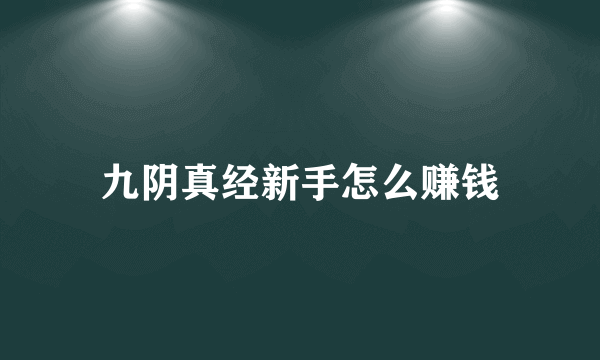 九阴真经新手怎么赚钱