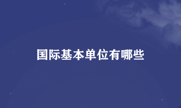 国际基本单位有哪些