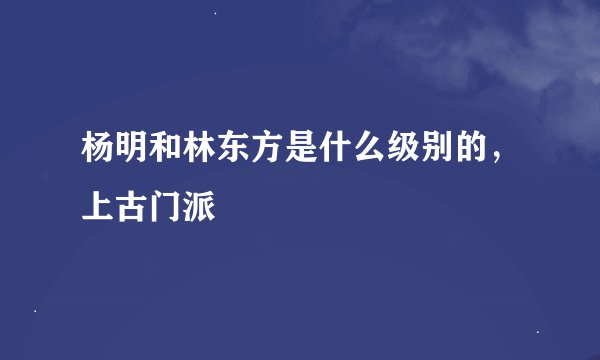 杨明和林东方是什么级别的，上古门派