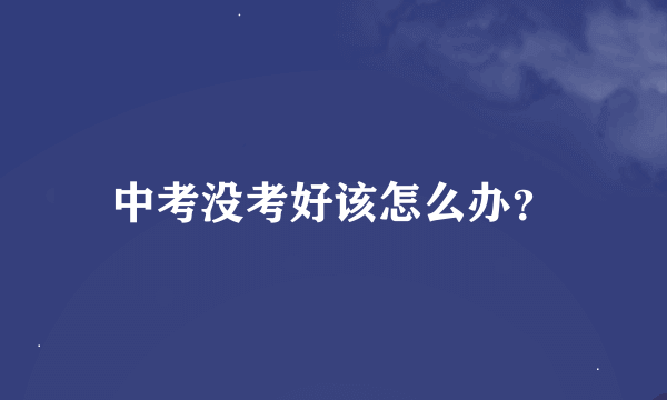 中考没考好该怎么办？