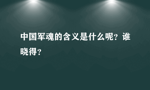 中国军魂的含义是什么呢？谁晓得？