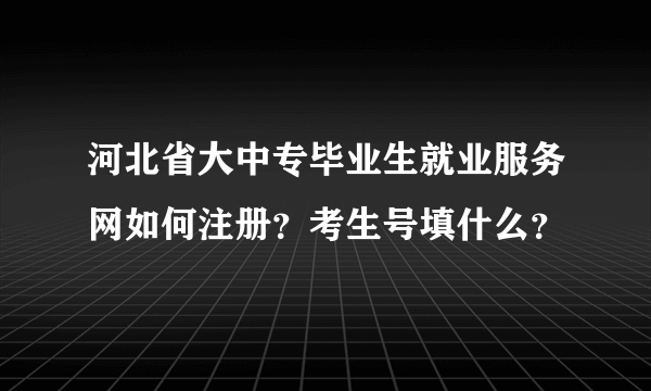 河北省大中专毕业生就业服务网如何注册？考生号填什么？