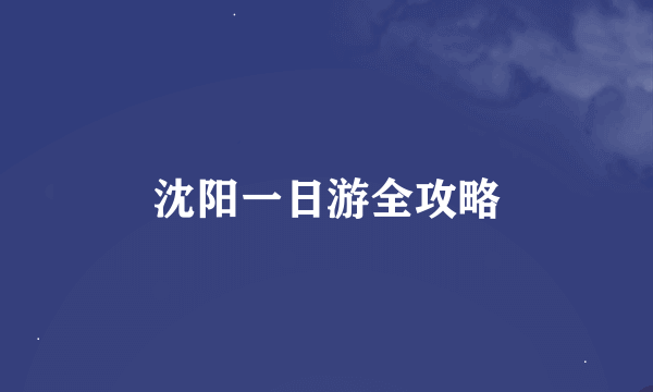 沈阳一日游全攻略