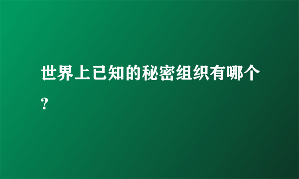 世界上已知的秘密组织有哪个？