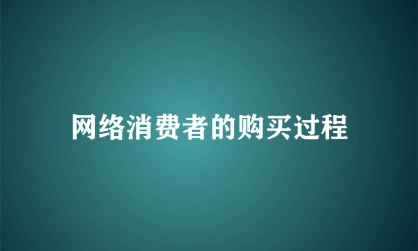 网络消费者的购买过程