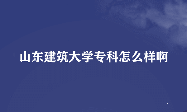 山东建筑大学专科怎么样啊