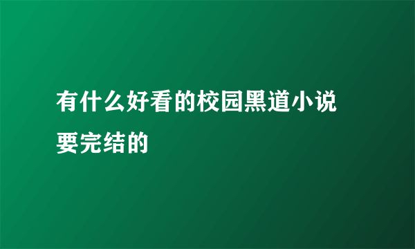 有什么好看的校园黑道小说    要完结的