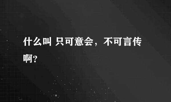 什么叫 只可意会，不可言传啊？