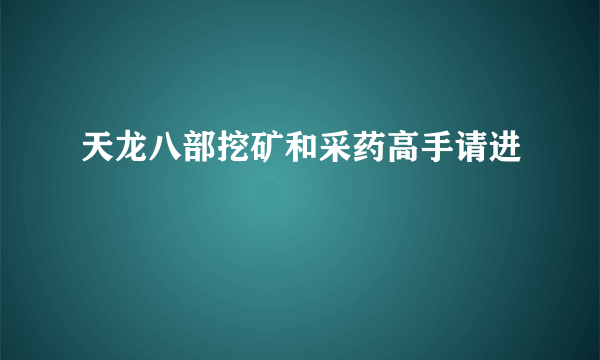 天龙八部挖矿和采药高手请进