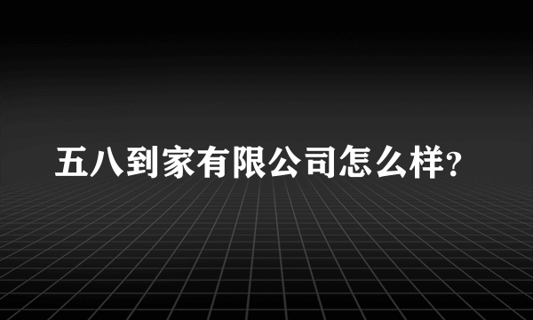 五八到家有限公司怎么样？