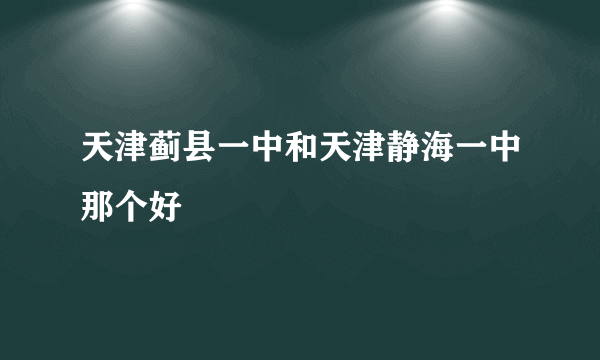 天津蓟县一中和天津静海一中那个好