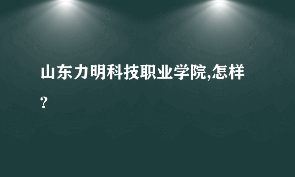 山东力明科技职业学院,怎样？